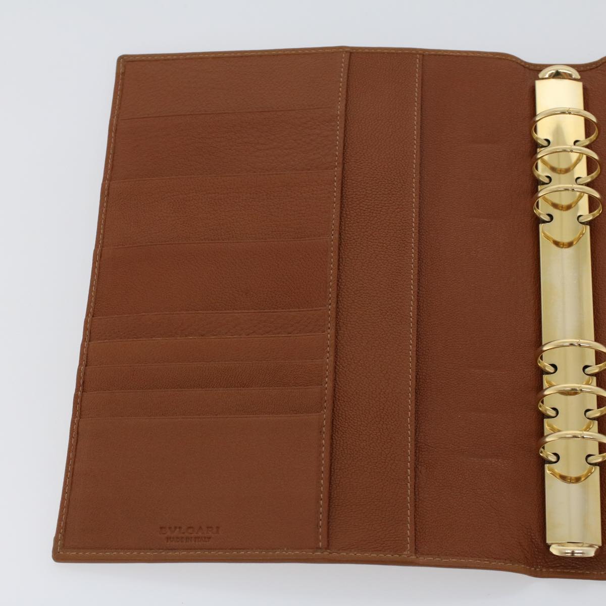 BVLGARI Doppio Tondo Day Planner Cover Leather Brown LI.D08.29086 Auth am4537