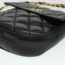 CHANEL Matelasse Turn Lock Chain Shoulder Bag Lamb Skin Black CC Auth am4542-16