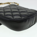 CHANEL Matelasse Turn Lock Chain Shoulder Bag Lamb Skin Black CC Auth am4542-19