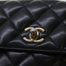 CHANEL Matelasse Turn Lock Chain Shoulder Bag Lamb Skin Black CC Auth am4542-20