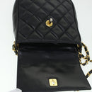 CHANEL Matelasse Turn Lock Chain Shoulder Bag Lamb Skin Black CC Auth am4542-21