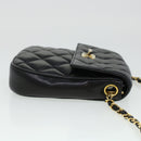 CHANEL Matelasse Turn Lock Chain Shoulder Bag Lamb Skin Black CC Auth am4542-4
