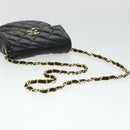 CHANEL Matelasse Turn Lock Chain Shoulder Bag Lamb Skin Black CC Auth am4542-6