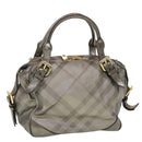 BURBERRY Nova Check Shoulder Bag Leather Silver Auth am4544-1