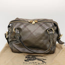 BURBERRY Nova Check Shoulder Bag Leather Silver Auth am4544-12
