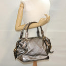 BURBERRY Nova Check Shoulder Bag Leather Silver Auth am4544-22