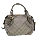BURBERRY Nova Check Shoulder Bag Leather Silver Auth am4544-2