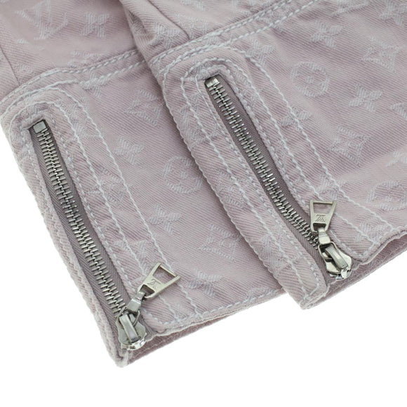 LOUIS VUITTON Monogram Denim Capri Pants 38 Pink LV Auth am4578M