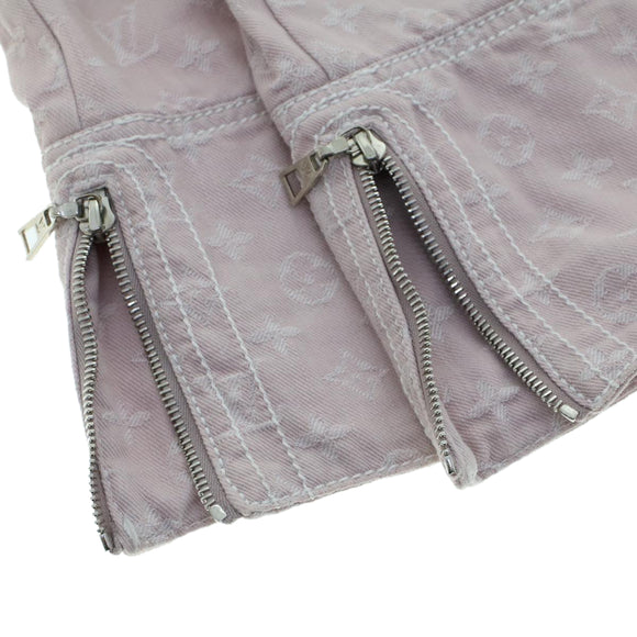 LOUIS VUITTON Monogram Denim Capri Pants 38 Pink LV Auth am4578M