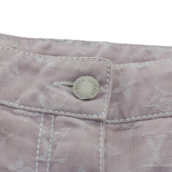 LOUIS VUITTON Monogram Denim Capri Pants 38 Pink LV Auth am4578M