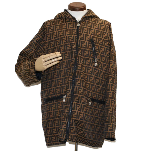 FENDI Zucca Canvas Jacket Black Brown Auth am4620M