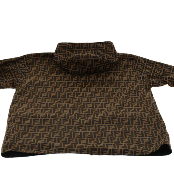 FENDI Zucca Canvas Jacket Black Brown Auth am4620M