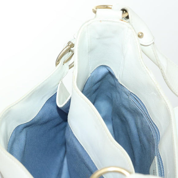 Salvatore Ferragamo Gancini Shoulder Bag Leather White AU-21/4407 Auth am4652