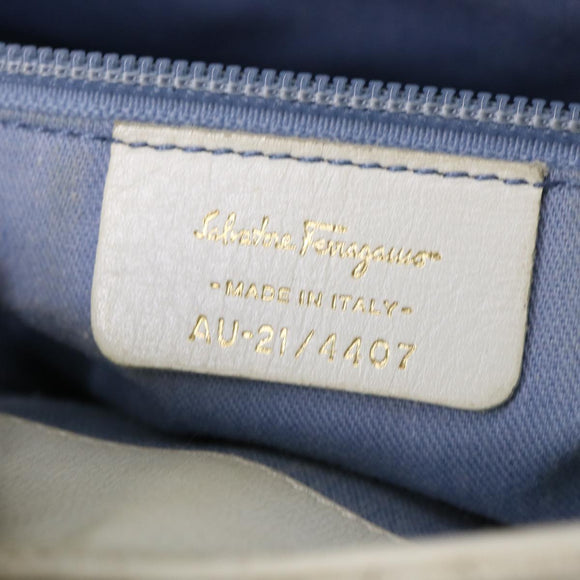 Salvatore Ferragamo Gancini Shoulder Bag Leather White AU-21/4407 Auth am4652