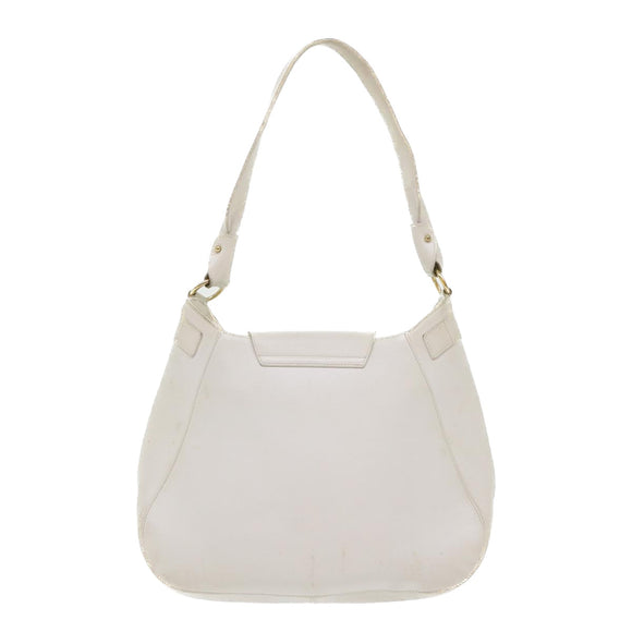 Salvatore Ferragamo Gancini Shoulder Bag Leather White AU-21/4407 Auth am4652