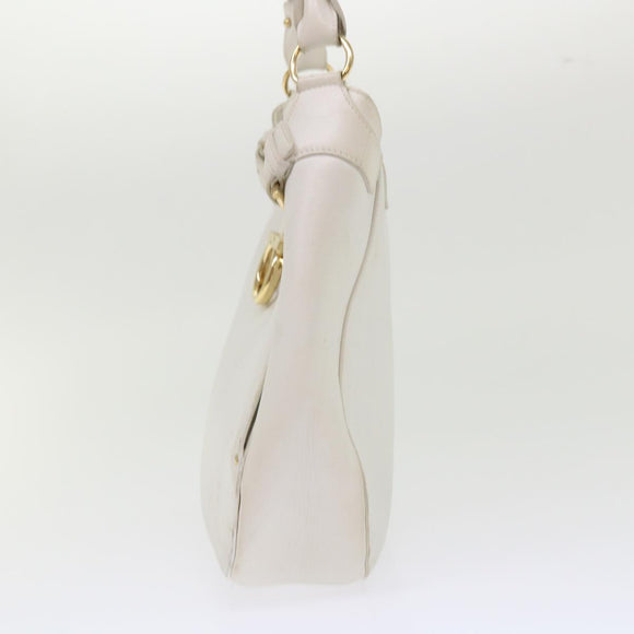 Salvatore Ferragamo Gancini Shoulder Bag Leather White AU-21/4407 Auth am4652