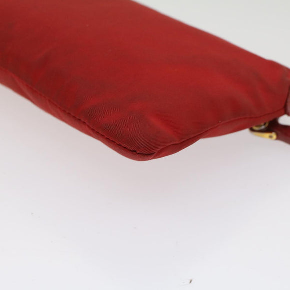 PRADA Pochette Pouch Nylon Red Auth am4699