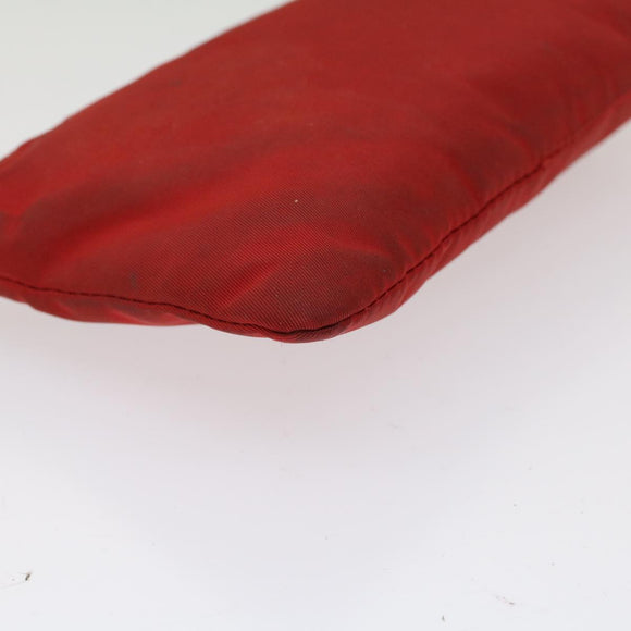 PRADA Pochette Pouch Nylon Red Auth am4699