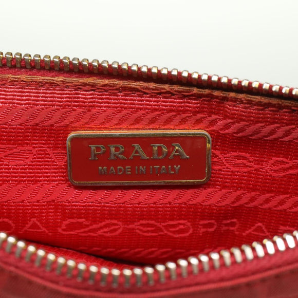 PRADA Pochette Pouch Nylon Red Auth am4699