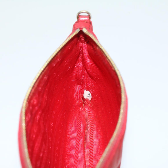 PRADA Pochette Pouch Nylon Red Auth am4699