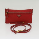 PRADA Pochette Pouch Nylon Red Auth am4699-12