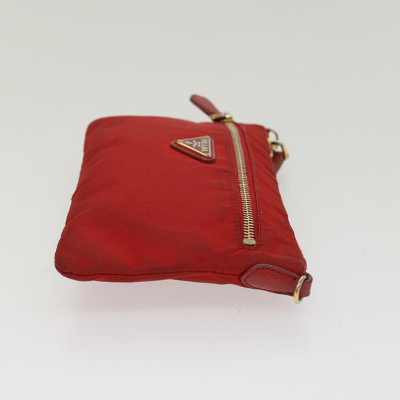 PRADA Pochette Pouch Nylon Red Auth am4699
