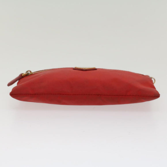 PRADA Pochette Pouch Nylon Red Auth am4699