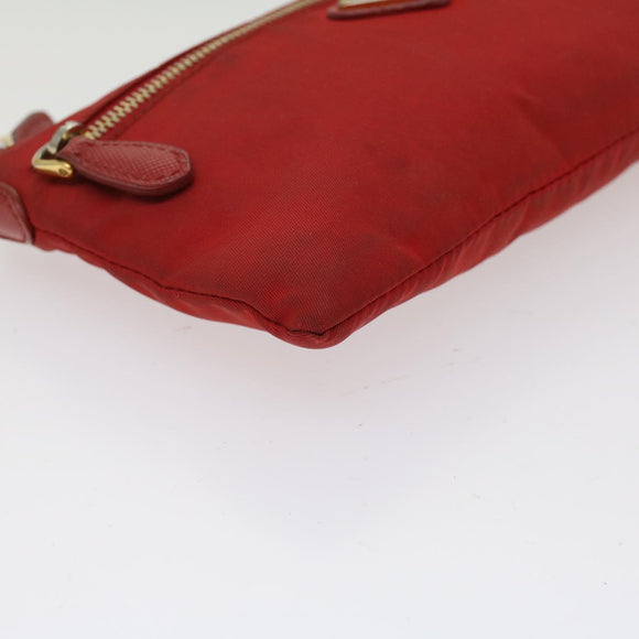 PRADA Pochette Pouch Nylon Red Auth am4699