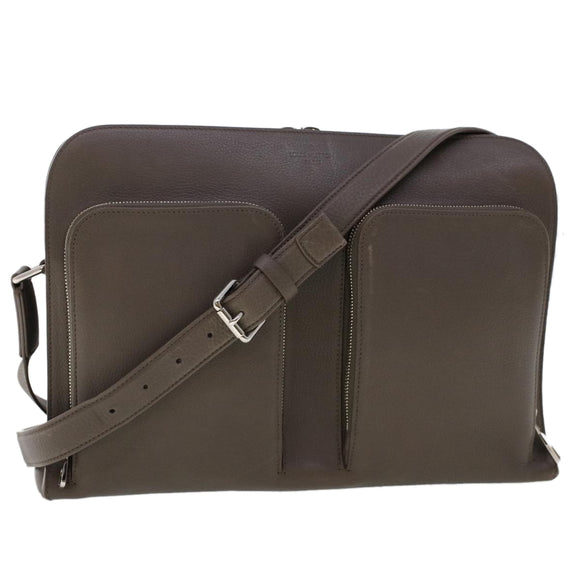 LOUIS VUITTON Naxos Shoulder Bag Leather Gray LV Auth am4782