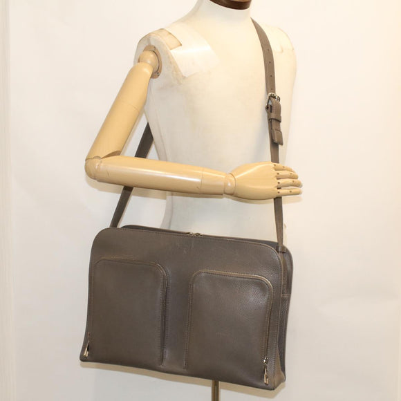 LOUIS VUITTON Naxos Shoulder Bag Leather Gray LV Auth am4782
