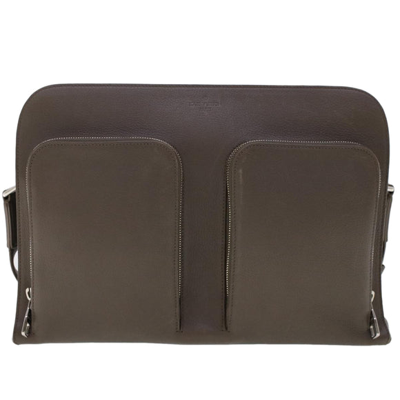 LOUIS VUITTON Naxos Shoulder Bag Leather Gray LV Auth am4782