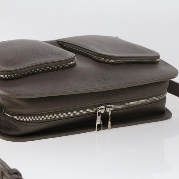 LOUIS VUITTON Naxos Shoulder Bag Leather Gray LV Auth am4782