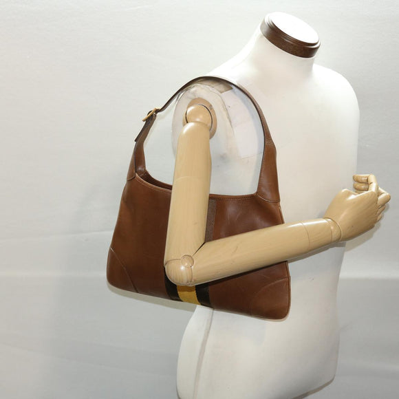 GUCCI Jackie Sherry Line Shoulder Bag Leather Brown Yellow 0014057 Auth am4796