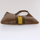 GUCCI Jackie Sherry Line Shoulder Bag Leather Brown Yellow 0014057 Auth am4796-9