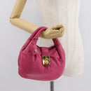 Miu Miu Hand Bag Leather Pink Gold Auth am4820-29