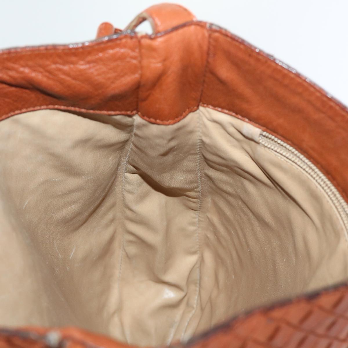 BOTTEGA VENETA INTRECCIATO Shoulder Bag Leather Vintage Brown Auth am4853
