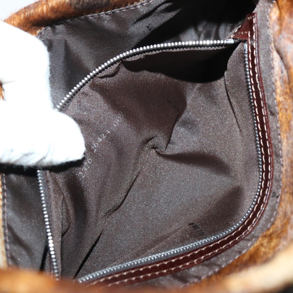 FENDI Mamma Baguette Shoulder Bag Harako leather Brown Auth am4876
