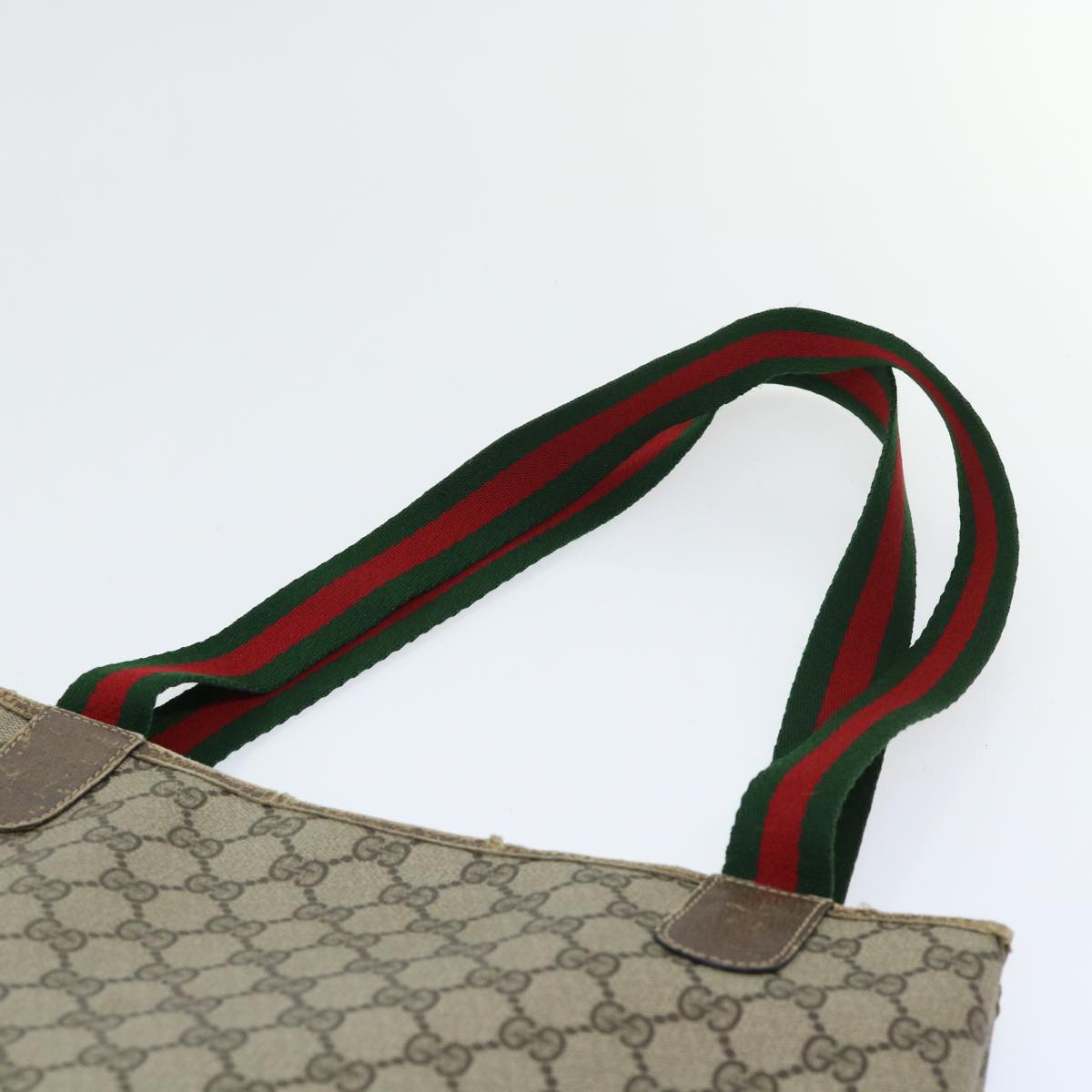 GUCCI GG Canvas Web Sherry Line Shoulder Bag PVC Leather 2Set Beige Auth am4903