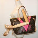 LOUIS VUITTON Monogram V line Neverfull MM Tote Bag Pink M41602 LV Auth am4905-23