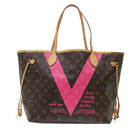 LOUIS VUITTON Monogram V line Neverfull MM Tote Bag Pink M41602 LV Auth am4905-13