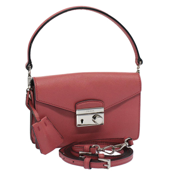 PRADA Mini Handtas Safiano leer 2-weg Roze Auth am4942V