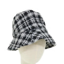 CHANEL COCO Mark Hat Wool S White Black CC Auth am4943-1