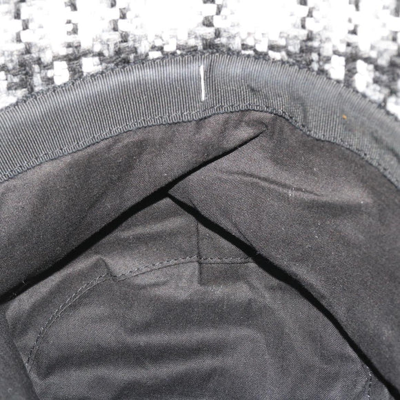 CHANEL COCO Mark Hat Wool S White Black CC Auth am4943