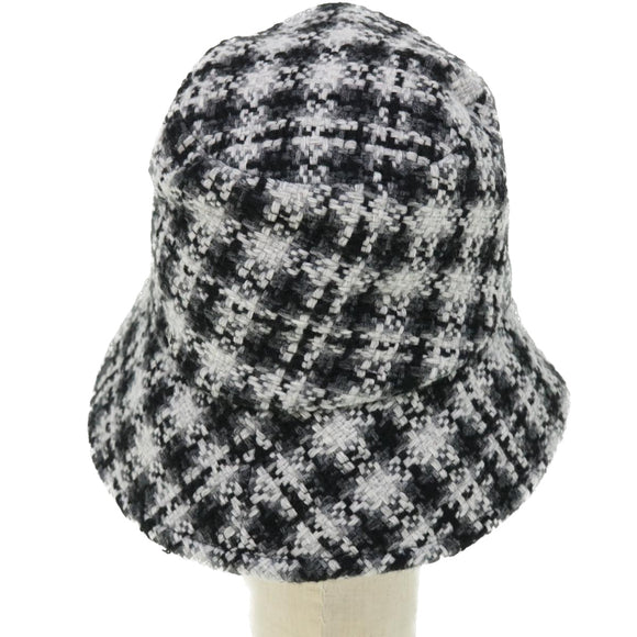 CHANEL COCO Mark Hat Wool S White Black CC Auth am4943