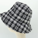 CHANEL COCO Mark Hat Wool S White Black CC Auth am4943-4