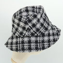 CHANEL COCO Mark Hat Wool S White Black CC Auth am4943-5