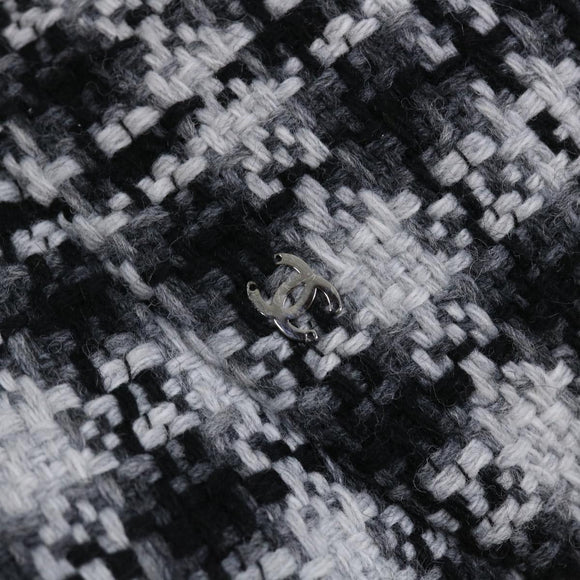 CHANEL COCO Mark Hat Wool S White Black CC Auth am4943