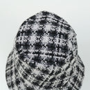 CHANEL COCO Mark Hat Wool S White Black CC Auth am4943-7