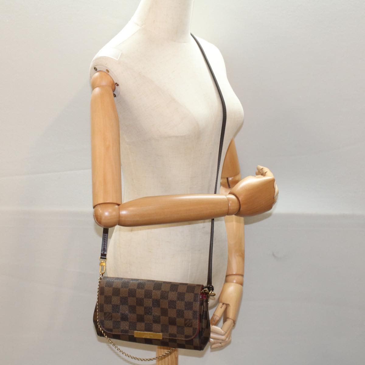 LOUIS VUITTON Damier Ebene Favorit PM Shoulder Bag 2way N41276 LV Auth am4945