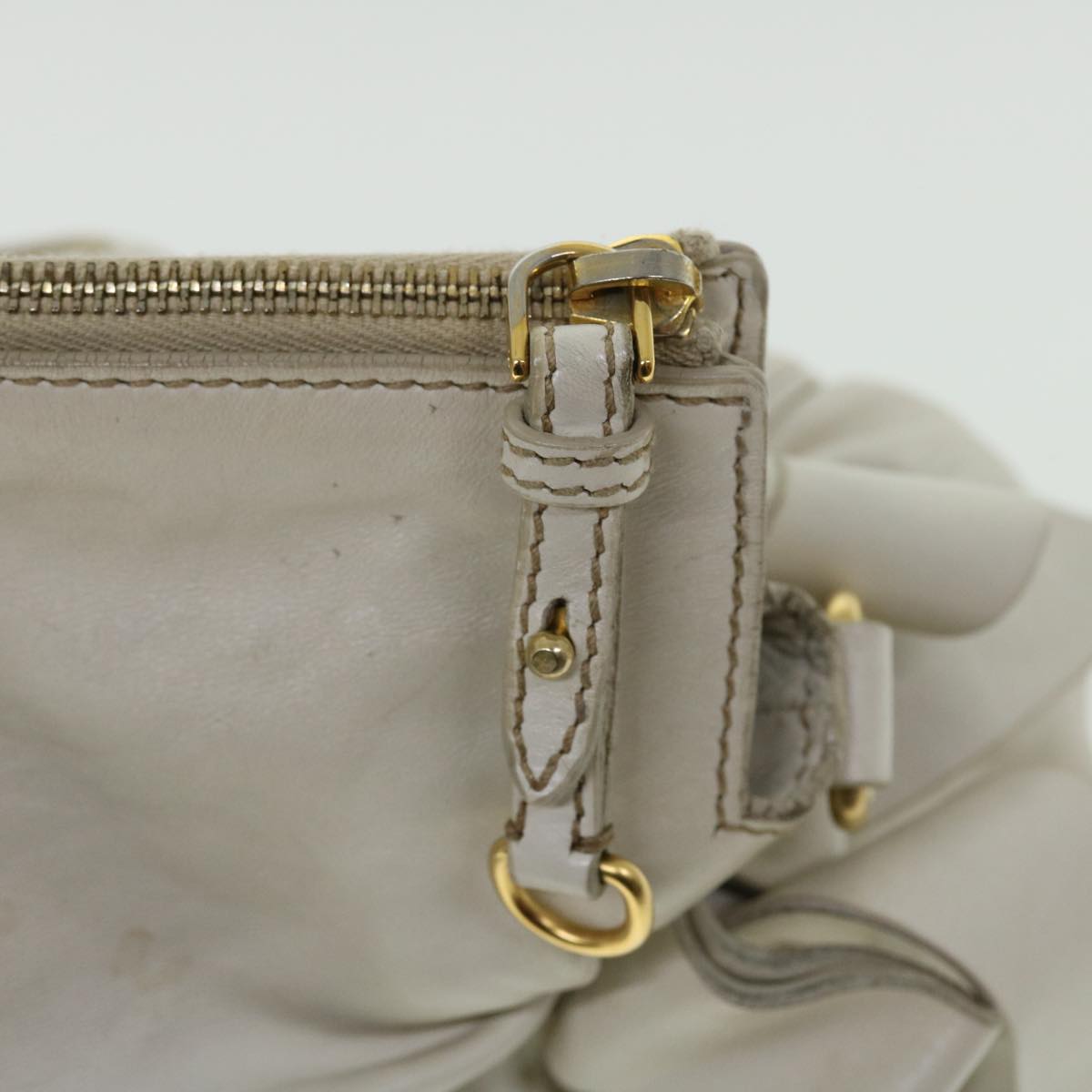 Miu Miu Hand Bag Leather White Auth am4949